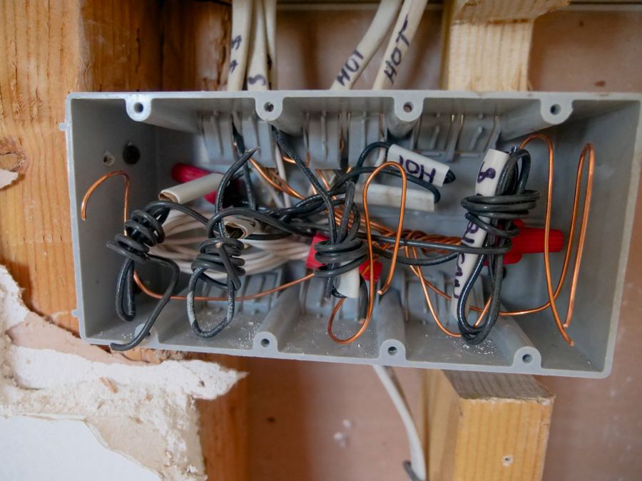 Detailed view of existing switchboard being replaced